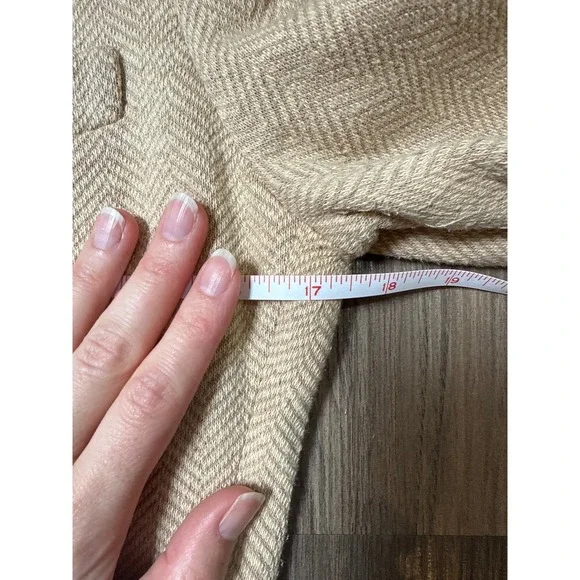 Ralph Lauren Tan Herringbone Blazer Women's Size 2 Cotton/Silk Blend Equestrian - Picture 5 of 7